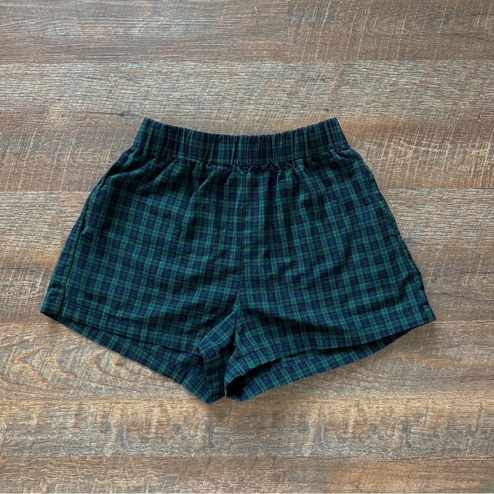 SHEIN Green and Blue Plaid Shorts